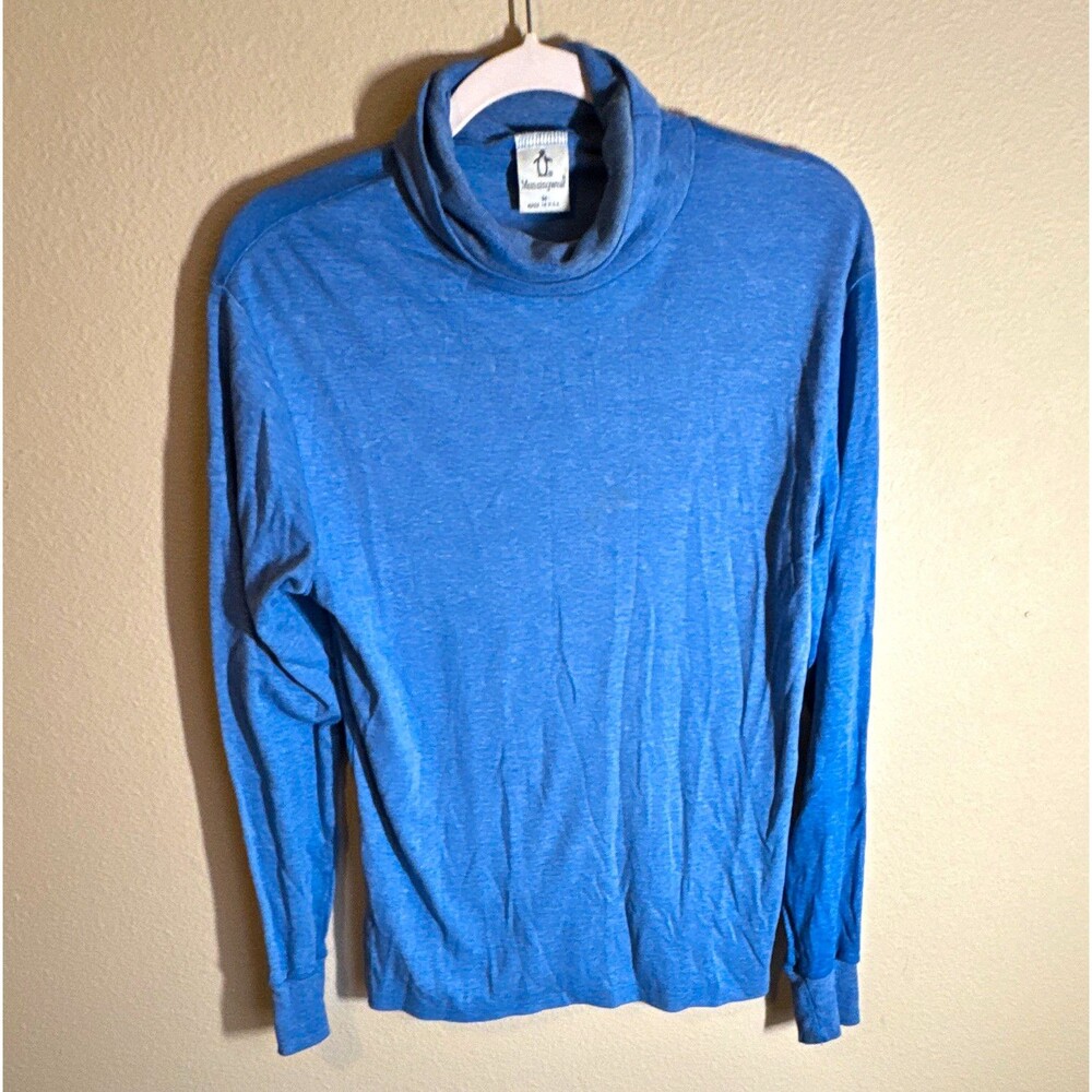 Munsingwear Men’s Turtleneck Sweater Size M Blue Pullover Penguin Logo USA